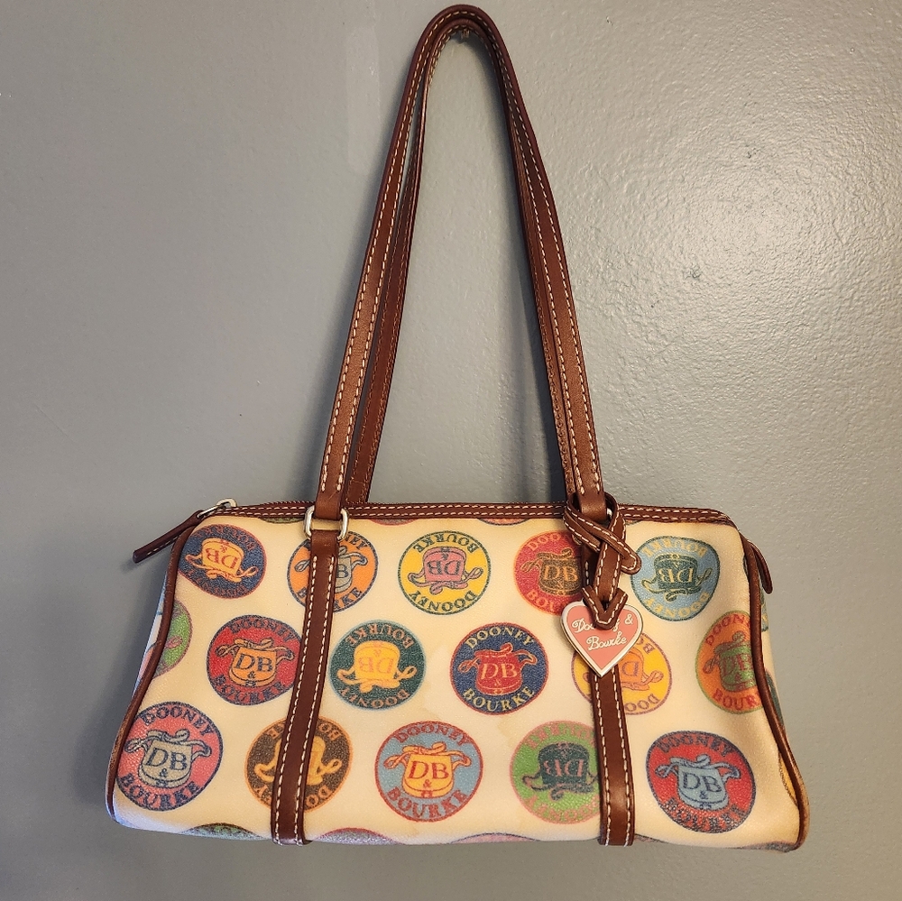 Dooney & Burke Vintage Y2K Medallion Signature Coated Canvas Barrel Bag